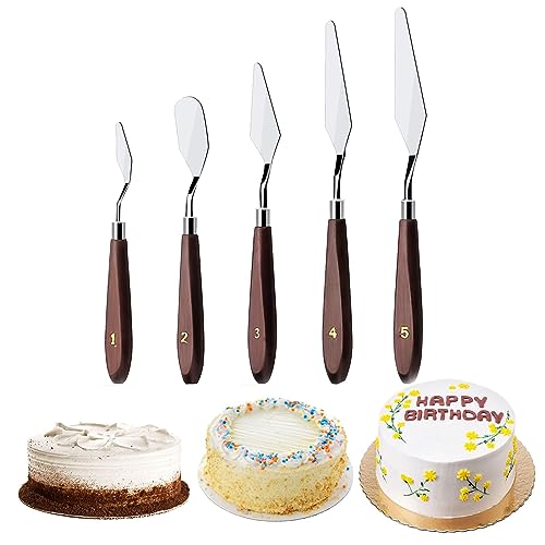 Streichpalette Set Kuchen Creme Spachtel Gebäck Werkzeug Rührschaber Set Kuchen Dekorieren Schaber Tortenspachtel Cremespatel strukturpaste für Torte, Backen, Konditorei, Strukturpaste 5 Stück von Wilsonzin