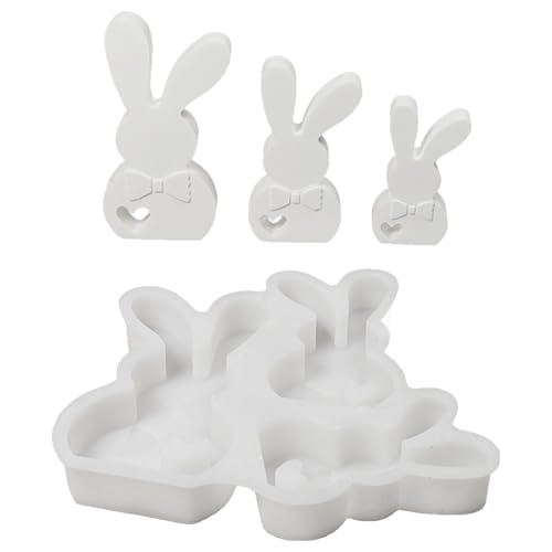 Wilsonzin 3 Stück Silikonformen Gießformen Ostern, DIY Hasen Silikonform Ostern,3D Kaninchen Gießform Ostern, Ostern Silikonformen Gießformen Ostern Giessform Silikon Osterhase for Kerzen von Wilsonzin