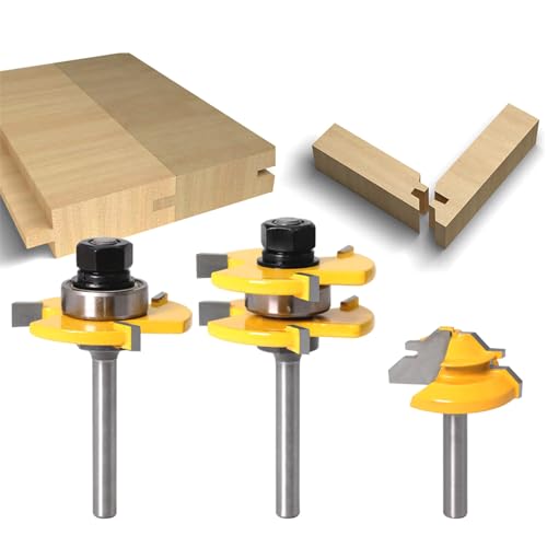 Wilsonzin 3pcs Zungenschaft und Nutfräse Set,T-Track Slotting Fräser Router Bit Set,Scheibennutfräser Holzschneider Werkzeug Fräser Set für DIY Graviermaschine Trimmmaschine Holzbearbeitung von Wilsonzin