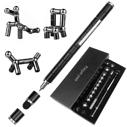 WinGluge Magnetischer Kugelschreiber, Fidget Pen Schwarz, Lustig Multifunktions Magnetstift, Magnetstifte mit 2 Schwarzer Ersatzminen und Metallkugel, Magnetism Stiftes für Männer, Frauen, Teenage von WinGluge