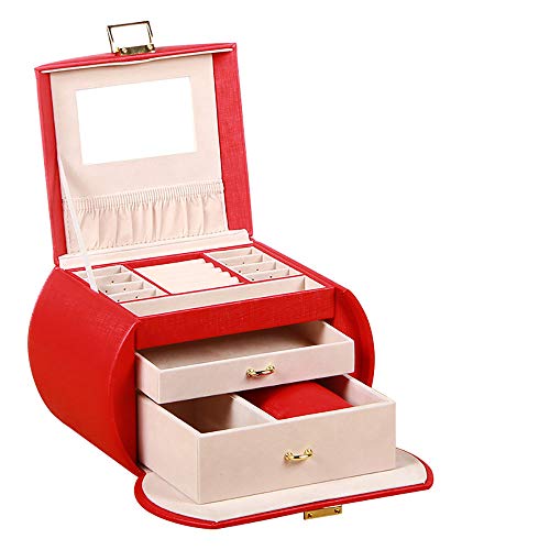 Mehrzweck-Schmuckkästchen, Schmuck-Organizer, tragbare Reise-Schmuckschatulle, Ringhalter aus PU-Leder für Kommode, Schlafzimmer (Pink) von Windmilne