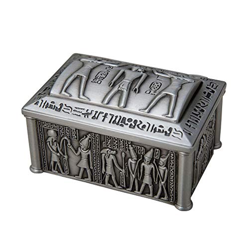 Windmilne Aufbewahrungsbox für Schmuckstücke, Exquisite Aufbewahrungsbox aus Metall für den Schreibtisch, ägyptische Schmuckschatulle, Kleiner Haushaltsschmuck (Silber, 9 x 6,2 x 5 cm) von Windmilne