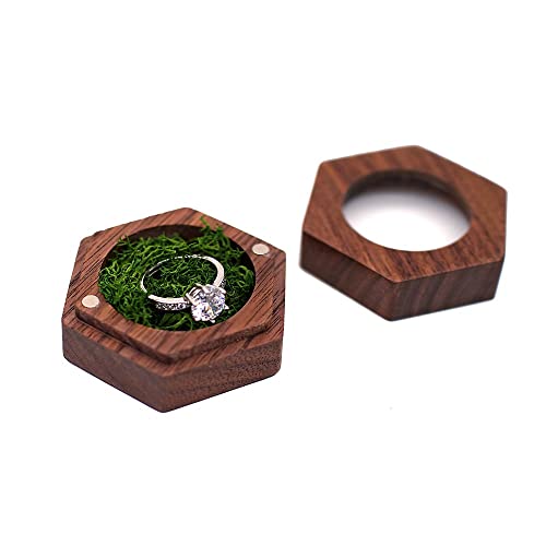 Windmilne Ringbox, Klappbox, Anhänger, Hochzeitsbox, Massivholz, Heiratsantrags-Paar-Ringbox, Holzbox für Heiratsantrag, Hochzeit (Braun B, 50 x 56 x 25 mm) von Windmilne