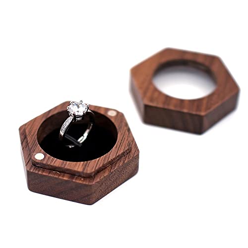 Windmilne Ringbox, Klappbox, Anhänger, Hochzeitsbox, Massivholz, Ringbox für Heiratsantrag, Paar, Ringbox, Holzbox für Heiratsantrag, Hochzeit (braun, a 50 x 56 x 25 mm) von Windmilne