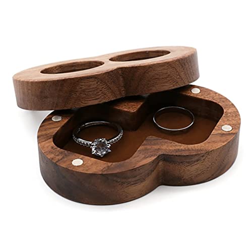 Windmilne Ringbox, Ringbox aus Holz, Aufbewahrungsbox für Ohrstecker und Anhänger, Ohrringbox mit offenem Fenster für Heiratsantrag und Hochzeit (braun, 80 x 50 x 27 mm) von Windmilne