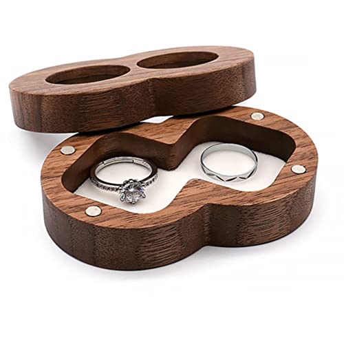 Windmilne Ringbox, Ringbox aus Holz, Aufbewahrungsbox für Ohrstecker und Anhänger, Ohrringbox mit offenem Fenster für Heiratsantrag und Hochzeit (weiß, 80 x 50 x 27 mm) von Windmilne