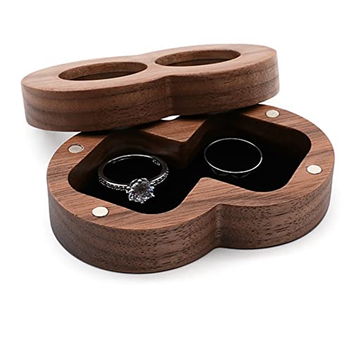 Windmilne Ringbox aus Holz, Ringbox, Ohrstecker-Anhänger, Aufbewahrungsbox, Ohrringbox mit offenem Fenster für Heiratsantrag und Hochzeit (Schwarz, 80 x 50 x 27 mm) von Windmilne