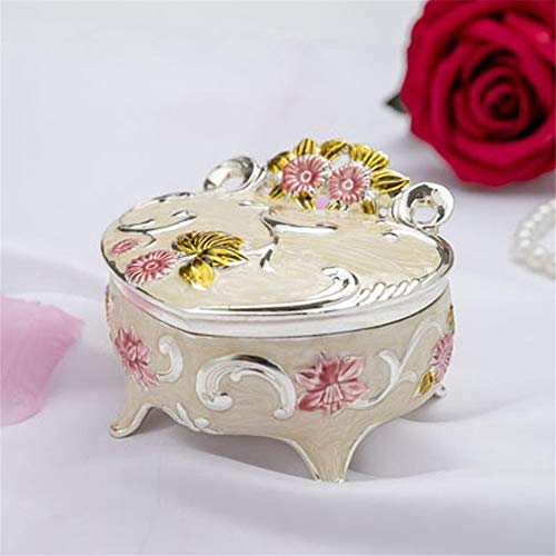 Windmilne Schmuckschatulle mit Rosenmotiv, europäisches Metall, herzförmige Aufbewahrungsbox für Ohrringe und Armbänder, Exquisite (Rosa, 10 x 8 x 6 cm) von Windmilne