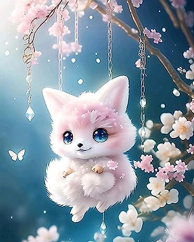 Wingkin Kreuzstich Stickpackungen Anime rosa Fuchs 11CT Cross Stitch Stamped Kit DIY Anfänger Erwachsene Embroidery Kunst Handwerk Handarbeit Kits（40 * 50cm） von Wingkin