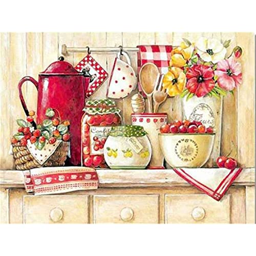 Wingkin Kreuzstich Stickpackungen Ecke der Küche 11CT Erwachsene Sticken Set,DIY Stickbilder Vorgedruckt Kreuzstich für Anfänger Home Decor （40x50cm ） von Wingkin