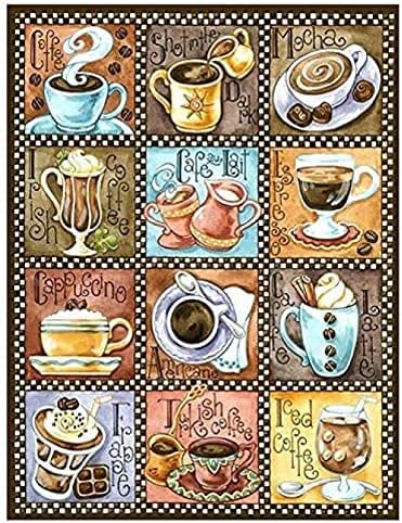 Wingkin Kreuzstich Stickpackungen Kaffee Teetasse 11CT Erwachsene Sticken Set,DIY Stickbilder Vorgedruckt Kreuzstich für Anfänger Home Decor （40x50cm ） von Wingkin