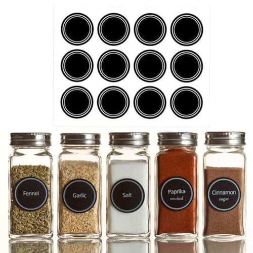 Winkeabuy 60 Stück Ronde Vorm Etikettenaufkleber Mason Potten Spice Fles Pantry Voedsel Opslag Sticke Herbruikbare Aufkleber Schoolbord Waterdicht von Winkeabuy