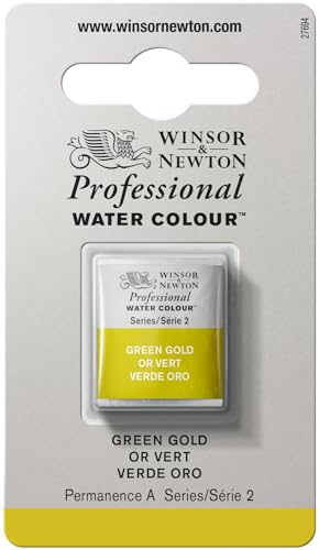 Winsor & Newton 0101294 Professional Watercolours (feinste Künstler Aquarellfarbe - 1/2 Näpfchen höchstmöglicher Pigmentierung, ausgezeichneter Lichtechtheit) grüngold von Winsor & Newton