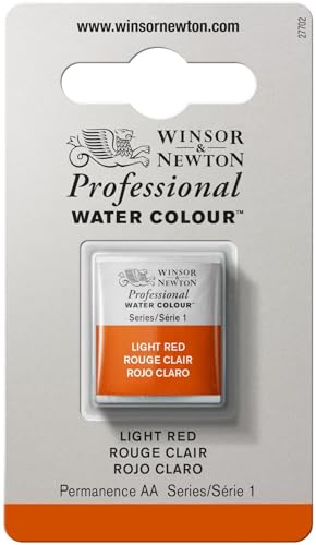 Winsor & Newton 0101362 Professional Aquarellfarbe, lebendige Wasserfarben in Künstlerqualität, hohe Farbbrillanz & Leuchtkraft, lichtecht, Archivqualität, 1/2 Napf - Hellrot von Winsor & Newton