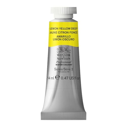 Winsor & Newton 0105348 Professional Aquarellfarbe, lebendige Wasserfarben in Künstlerqualität, hohe Farbbrillanz & Leuchtkraft, lichtecht, Archivqualität, 14ml Tube - Zitronengelb Dunkel von Winsor & Newton