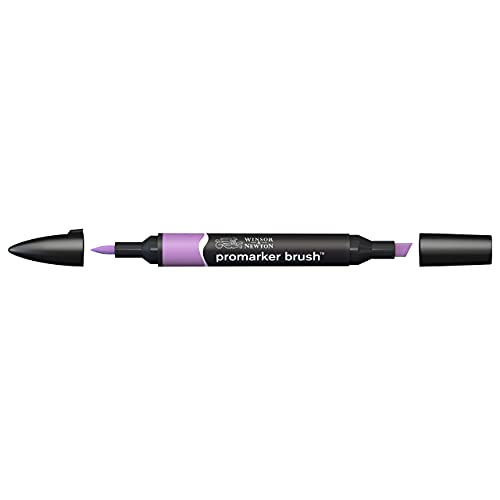 Winsor & Newton 0204167 BrushMarker (Für Zeichnungen, Kalligraphie, Design und Layouts, streifenfreies Zeichnen mit Keil und Pinselspitze) amethyst von Winsor & Newton