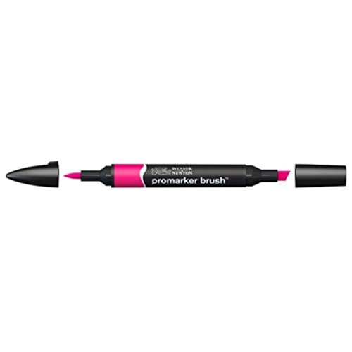 Winsor & Newton 0204380 BrushMarker (Für Zeichnungen, Kalligraphie, Design und Layouts, streifenfreies Zeichnen mit Keil und Pinselspitze) magenta von Winsor & Newton