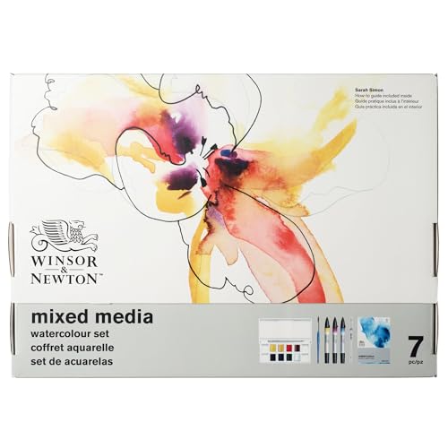 Winsor & Newton 0290181 Promarker Mixed Media Set - Watercolour - kuratierte Sets von Künstlern mit folgendem Inhalt: Aquarellset mit 8 Farben, 3 Promarker, Fineliner, Cotman Pinsel & Aquarellblock von Winsor & Newton