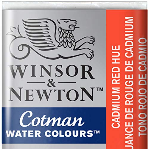 Winsor & Newton 0301095 Cotman Aquarellfarbe mit guter Transparenz, hervorragender Tönungsstärke und guten Maleigenschaften, Wasserfarbe im 1/2 Napf - Kadmiumrot von Winsor & Newton