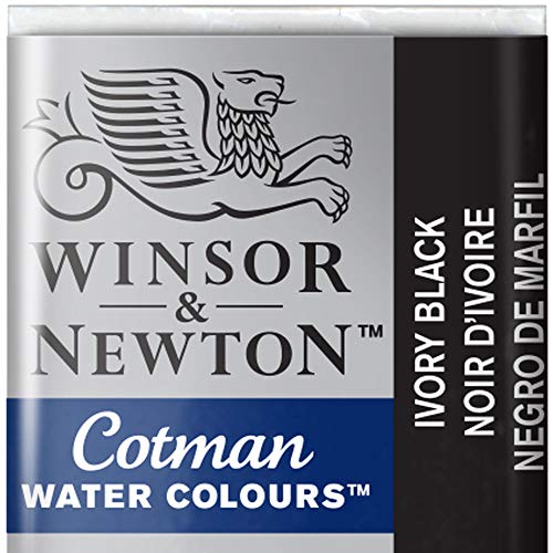 Winsor & Newton 0301331 Cotman Aquarellfarbe mit guter Transparenz, hervorragender Tönungsstärke und guten Maleigenschaften, Wasserfarbe im 1/2 Napf - Elfenbeinschwarz von Winsor & Newton