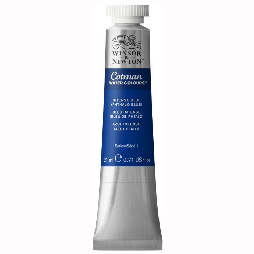 Winsor & Newton 0308327 Cotman Aquarellfarbe mit ausgezeichneter Transparenz, Farbkraft und Verarbeitungseigenschaften, Wasserfarbe 21ml Tube - Intensivblau von Winsor & Newton