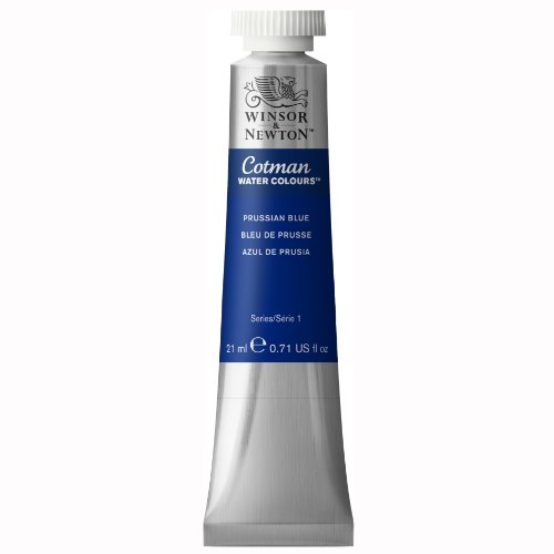 Winsor & Newton 0308538 Cotman Aquarellfarbe mit ausgezeichneter Transparenz, Farbkraft und Verarbeitungseigenschaften, Wasserfarbe 21ml Tube - Preußischblau von Winsor & Newton