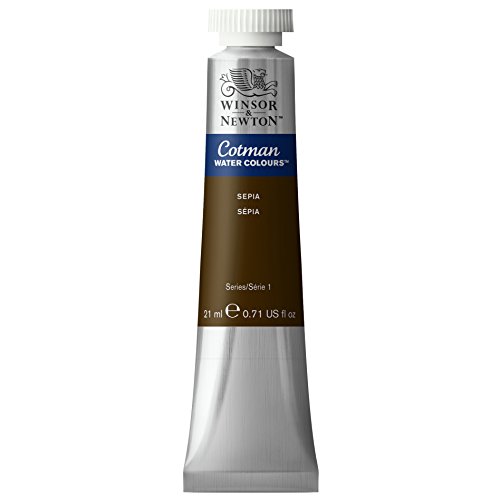 Winsor & Newton 0308609 Cotman Aquarellfarbe mit ausgezeichneter Transparenz, Farbkraft und Verarbeitungseigenschaften, Wasserfarbe 21ml Tube - Sepia von Winsor & Newton