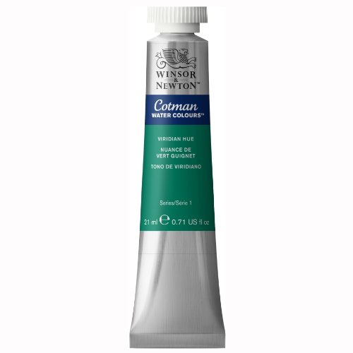 Winsor & Newton 0308696 Cotman Aquarellfarbe mit ausgezeichneter Transparenz, Farbkraft und Verarbeitungseigenschaften, Wasserfarbe 21ml Tube - Viridian Farbton von Winsor & Newton