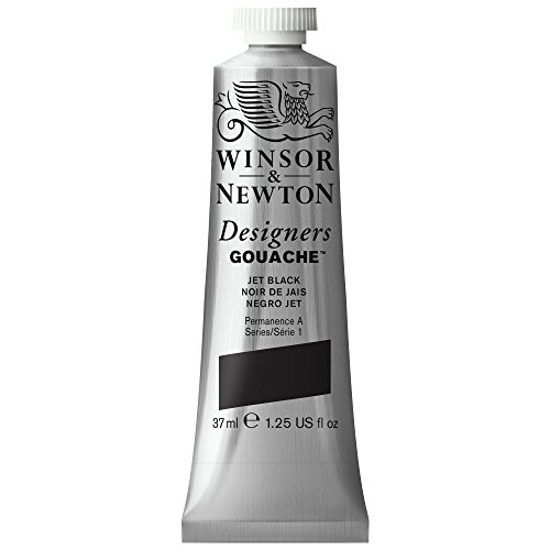 Winsor & Newton 0614335 Designers Gouache, feinste künstlerfarbe, 37ml Tube, Deckend, hochwertige Pigmente, jetschwarz von Winsor & Newton