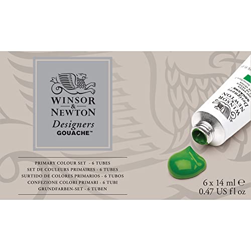 Winsor & Newton 0690174 Designers Gouache, feinste künstlerfarbe, primärfarben 6 Farben in 14ml Tuben, gouache Set, 6 x 14 ml von Winsor & Newton