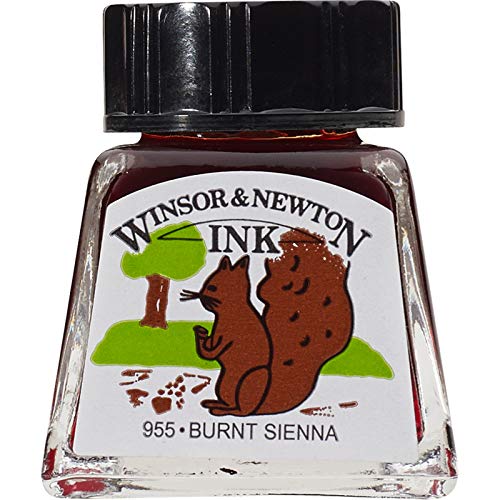 Winsor & Newton 1005074 Drawing Inks - Zeichentusche für Kalligraphen, Illustratoren, Grafikern, Künstler - wasserbeständige Farben, herrvorragender Transparenz, 14ml Flasche - Siena gebrannt von Winsor & Newton