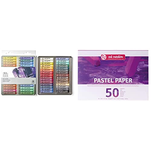 Winsor & Newton 1790002 Künstler Softpastellkreiden,30 Farben & Talens Art Creation - Pastellpapier A4, 90gm/qm, 50 Blätter, FSC-MIX, 21.1 x 29.7 x 0.9 cm von Winsor & Newton