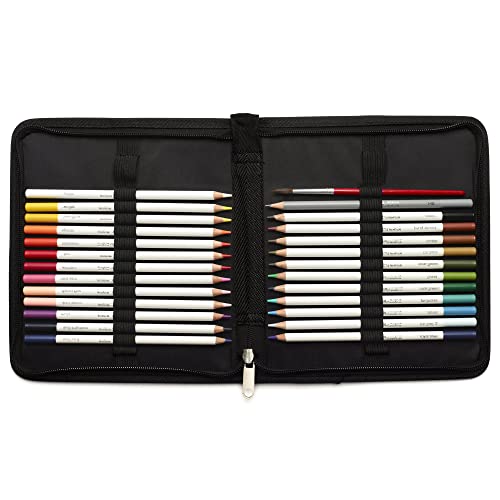 Winsor & Newton 2090005 26-teiliges Geschenkset zum Skizzieren, Illustieren, Zeichnen für Künstler mit 24 Aquarellstiften 1 Skizzenstift in HB und 1 Pinsel von Winsor & Newton