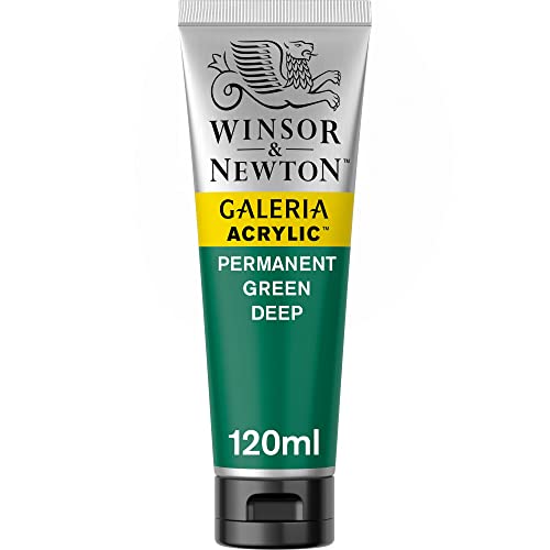 Winsor & Newton 2131482 Galeria Acrylfarbe, hohe Pigmentierung, lichtecht, buttrige Konsistenz, 120 ml Tube - Permanentgrün Dunkel von Winsor & Newton