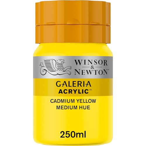 Winsor & Newton 2137120 Galeria Acrylfarbe, hohe Pigmentierung, lichtecht, alterungsbeständig, cremige Konsistenz, 250ml Topf - Kadmiumgelb Mittel von Winsor & Newton