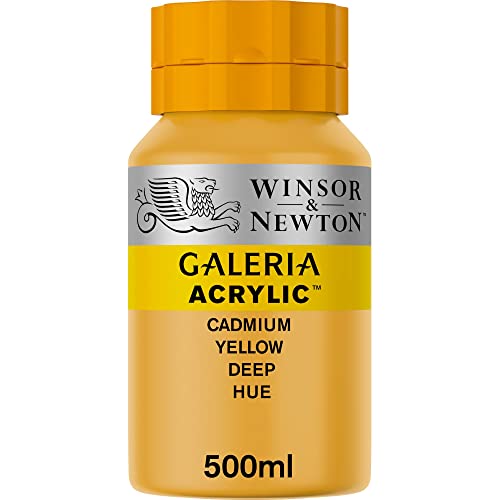 Winsor & Newton 2150115 Galeria Acrylfarbe, hohe Pigmentierung, lichtecht, buttrige Konsistenz, 500 ml Topf - Kadmiumgelb Dunkel von Winsor & Newton