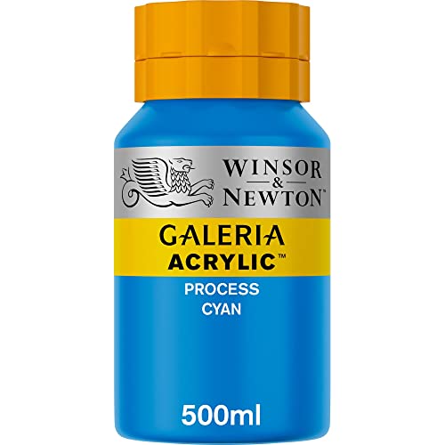 Winsor & Newton 2150535 Galeria Acrylfarbe, hohe Pigmentierung, lichtecht, buttrige Konsistenz, 500 ml Topf - Process Cyan von Winsor & Newton