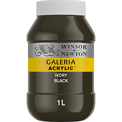 Winsor & Newton 2154331 Galeria Acrylfarbe, hohe Pigmentierung, lichtecht, buttrige Konsistenz, 1000 ml Topf - Elfenbeinschwarz von Winsor & Newton