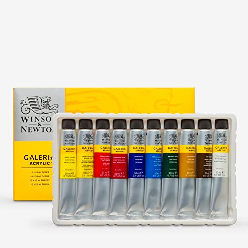 Winsor & Newton 2190525 Galeria Acrylfarbe, hohe Pigmentierung, lichtecht, buttrige Konsistenz, Farbenset 10 Acrylfarben in 20 ml Tuben von Winsor & Newton