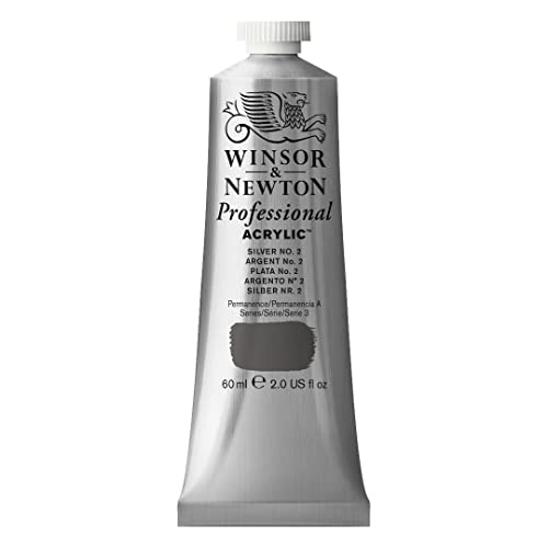 Winsor & Newton 2320624 Professional Acrylfarbe in Künstlerqualität, hohe Farbbrillanz & Deckkraft, Archivqualität, 60ml Tube - Silber Nr. 2 von Winsor & Newton