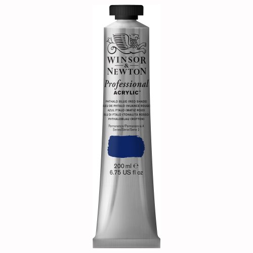 Winsor & Newton 2337514 Professional Acrylfarbe in Künstlerqualität, hohe Farbbrillanz & Deckkraft, Archivqualität, 200ml Tube - Phthaloblau Rotton von Winsor & Newton