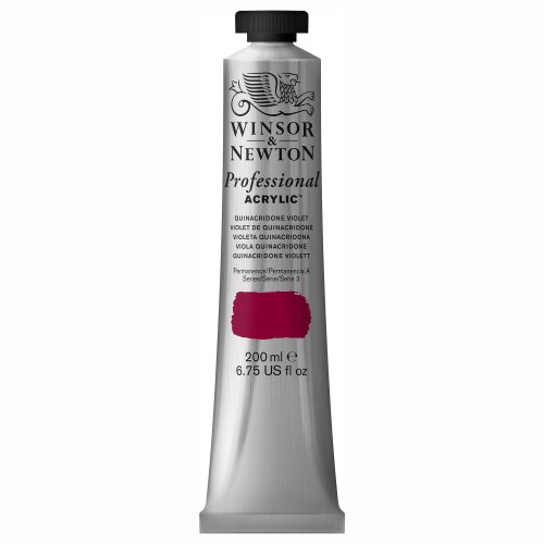 Winsor & Newton 2337550 Professional Acrylfarbe in Künstlerqualität, hohe Farbbrillanz & Deckkraft, Archivqualität, 200ml Tube - Quinacridone Rotviolett von Winsor & Newton