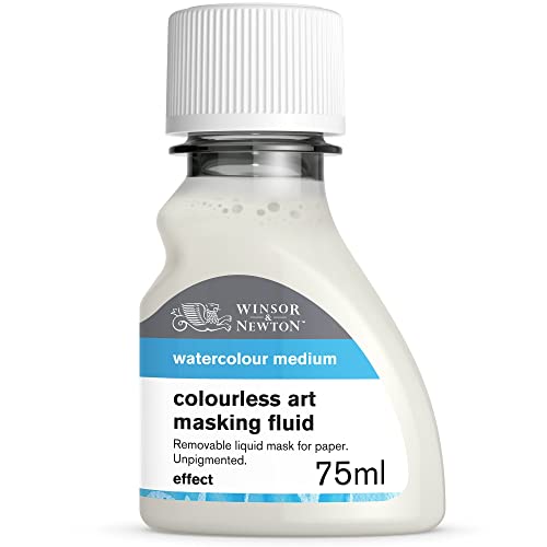 Winsor & Newton 2621761 Aquarell farbloser Maskiergummi flüssig, abziehbares Rubbelkrepp für präzise und kantenscharfe Linienführung inmitten fließender Aquarellfarbe, 75ml Flasche von Winsor & Newton