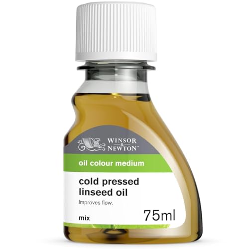 Winsor & Newton 3021747 Kaltgepresstes Leinöl, erhöht den Glanz und die Transparenz von Ölfarben, 75ml Flasche von Winsor & Newton