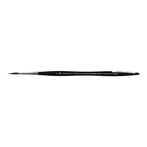 Winsor & Newton 5068004 Professional Sable Aquarell Pinsel aus Kolinski Marderhaar für ausgezeichnete Farbtragekapazität, Sprungkraft, Punktgenauigkeit - Rund Spitz Nr. 4 - 2,6 mm - kurzer Stiel von Winsor & Newton