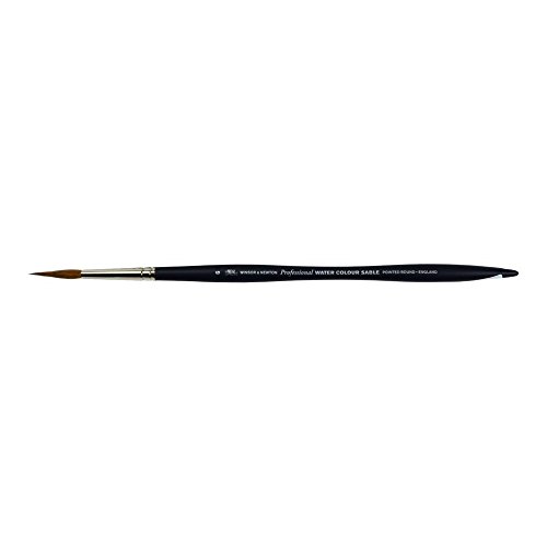 Winsor & Newton 5068006 Professional Sable Aquarell Pinsel aus Kolinski Marderhaar für ausgezeichnete Farbtragekapazität, Sprungkraft, Punktgenauigkeit - Rund Spitz Nr. 6 - 3,6 mm - kurzer Stiel von Winsor & Newton