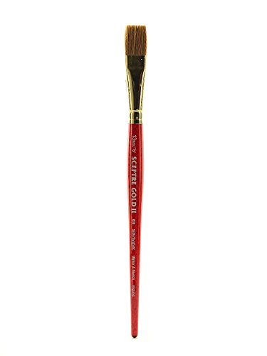 Winsor & Newton 5186773 Sceptre Gold II Künstler Aquarellpinsel mit hoher Farbtragekapazitat & exzellenter Sprungkraft, Serie 606 - Ein-Stich Pinsel, kurzer Stiel, 1/2" - 13mm von Winsor & Newton