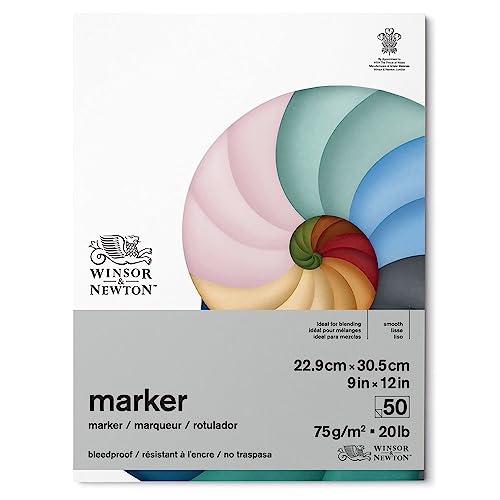 Winsor & Newton 6002006 Markerpapier, Weiß, 22,9 x 30,5 cm-50 Blatt Block, 75g/m² von Winsor & Newton