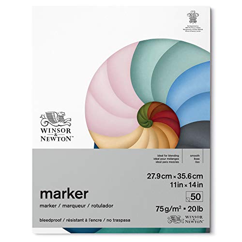 Winsor & Newton 6002007 Markerpapier, Weiß, 27,9 x 35,6 cm-50 Blatt Block, 75g/m² von Winsor & Newton