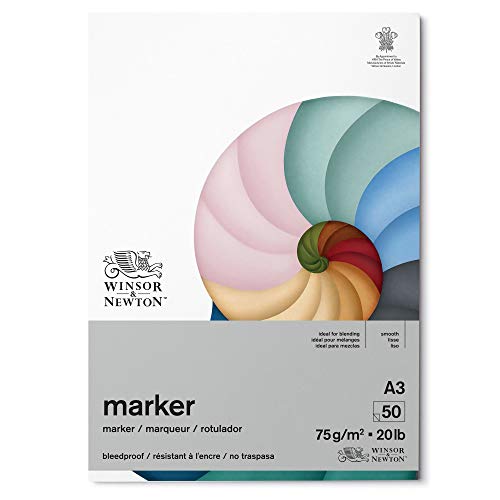 Winsor & Newton 6002009 durchschlagssicheres Markerpapier im Block - 50 Blatt DIN A3, 75g/m², FSC, Chlor- und Säurefrei, Alterungsbeständig für alle Arten von Alkoholbasierten Markern von Winsor & Newton